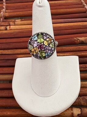 EFFY Multi gemstone Sterling Silver ring Size 7